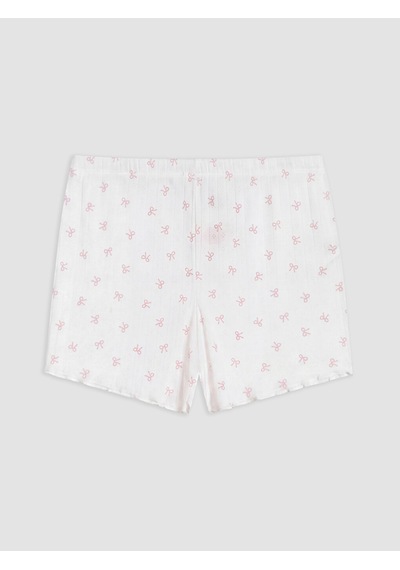 Lcw Young Ekru Fiyonk Desenli Kadın Şort Pijama Altı
