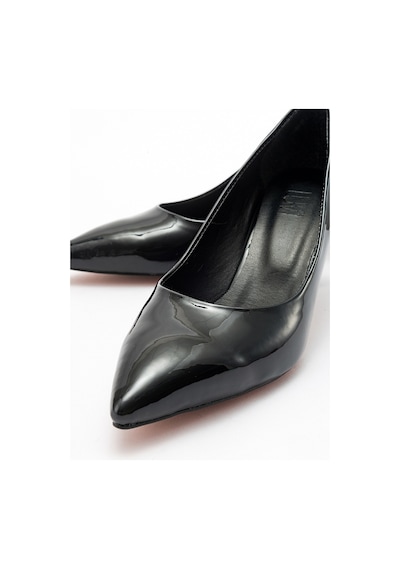 Luvishoes Pedra Siyah Rugan Kadın Topuklu Ayakkabı Sıyah Rugan