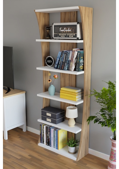 İskandinav Tasarım Çok Raflı Kitaplık 150x50x22 Cm Modern Dekoratif Raf Ünitesi Atlantik Çam - Beyaz İskandinav Tasarım Çok Raflı Kitaplık 150x50x22 Cm Modern Dekoratif Raf Ünitesi Atlantik Çam - Beyaz
