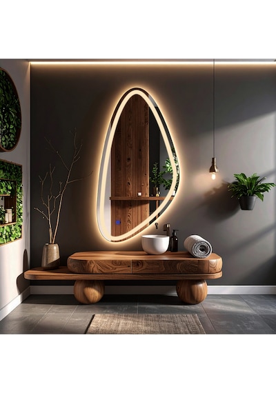 Sinela Günışığı Lazer Kumlamalı Lavabo & Banyo Aynası Dokunmatik Sensörlü 45 X 90 Cm