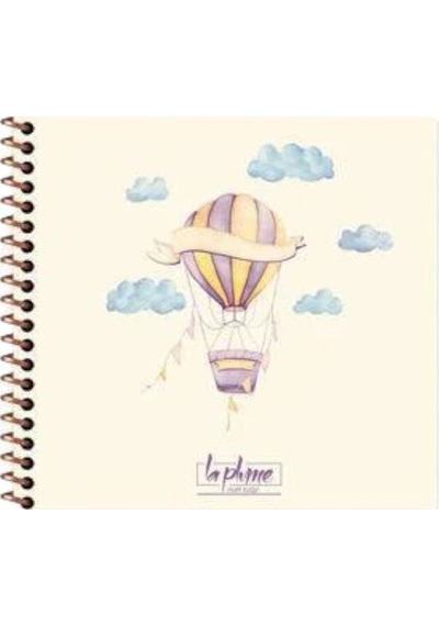 16x15 Cm Çizgisiz 50 Yaprak Sert Kapak Telli Defter 60 Gr Krem Rengi Kağıt Balon Desen Mor