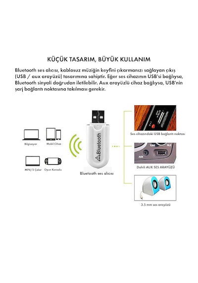 Microcase Usb Aux Çift Çıkışlı Bluetooth Ses Alıcısı - Araç İçi Ve Ev Teybi Kablosuz Aparat -al5810