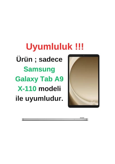 Samsung Galaxy Tab A9 8.7 İnç Sm-x110 Uyumlu 360 Dönerli Tablet Kılıfı 3lü Set Arka Kapak