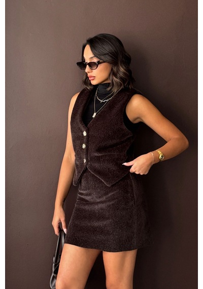 Verymoda Peluş Yelek Vmf1968 Kahve