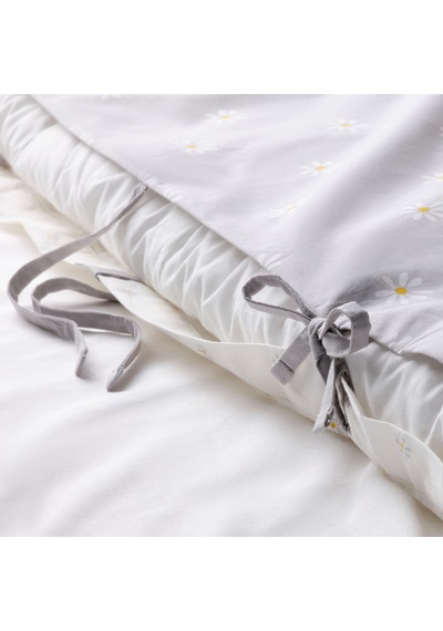 Ikea Nattslanda Tek Kişilik Nevresim Takımı 150 X 200 Cm Beyaz - Gri - Sarı Çok Renkli