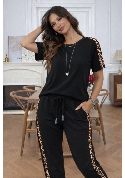 Efnaz Style Kısa Kollu Bısıklet Yakalı Viskon Iki Iplik Bluz Ve Pantolon Ikili Takım Siyah Efnaz Style Kısa Kollu Bısıklet Yakalı Viskon Iki Iplik Bluz Ve Pantolon Ikili Takım Siyah