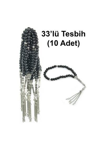 10 Adet 33lü Hac Umre Hediyelik Tesbih - Siyah