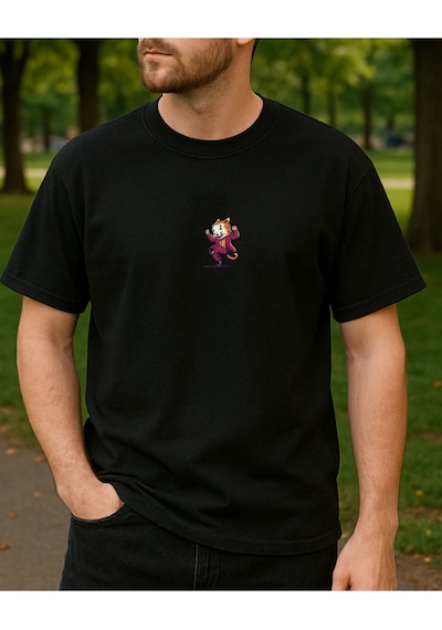 Hugo Boss Jokercat Baskılı T-shirt Siyah