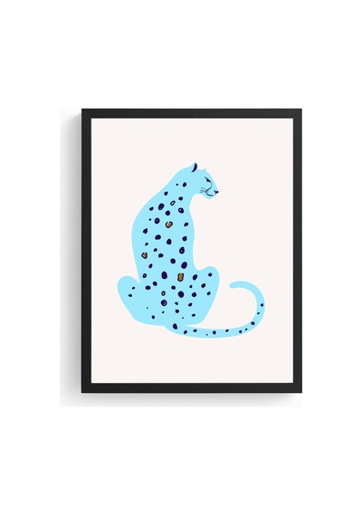 Doğal Ahşap Çerçeveli Retro Kedi Tablo - Soyut Desenli Hayvan Huhu2700