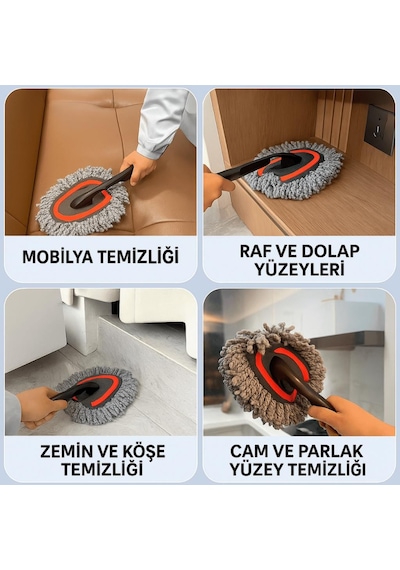 Coofbe 2 Adet Set Profesyonel Püsküllü Mikrofiber Araç Yıkama Fırçası Toz Alma Fırçası Araç Paspası 1 Adet