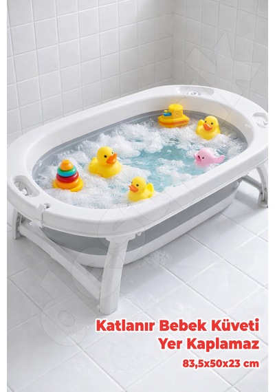 Katlanabilir Bebek Küveti - Akordiyon Yer Kaplamayan Çocuk Küveti - Katlanır Küvet Banyo