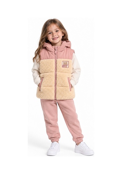 Harıbo Haribo Lisanslı Unisex Çocuk Kapüşonlu Sherpa Yelek Pudra