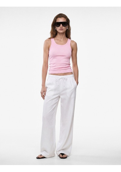 Koton Pamuklu Kaşkorse Slim Fit U Yaka Fitilli Atlet Pembe 6sak10387ek Gül