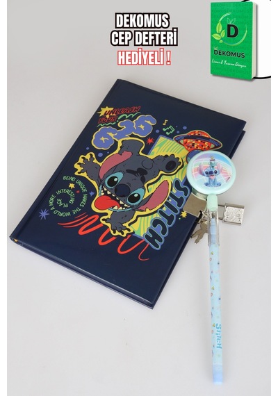 X Dekomus Lisanslı Stitch Lisanslı Stitch Unleash Lock Journal Kilitli Hatıra Defteri Ve Labirent Figürlü Geçmeli Kalem Seti Altın