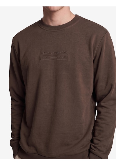 Koton Bisiklet Yaka Pamuklu Uzun Kollu Baskılı Sweatshirt Kahverengi 7wam70049mk Kahve