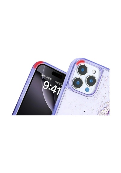 Apple Uyumlu iPhone 15 Pro Max Kılıf Sıvılı Simli Şeffaf Arka Yüzey Zore Keto Silikon Kapak