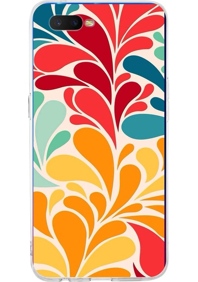 Oppo Rx17 Neo İle Uyumlu 1mm Slim Fit Retro Renkler 5 Baskılı Şeffaf Kılıf Şeffaf
