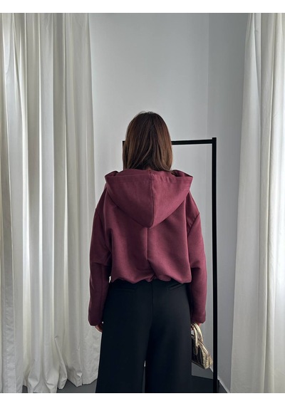Hopıan Kadın Bordo Oversize Sweatshirt
