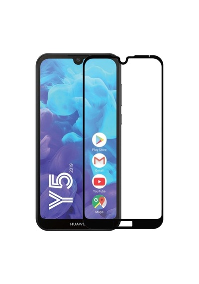 Huawei Y5 2019 Tam Kaplayan Temperli Cam Ekran Koruyucu Siyah