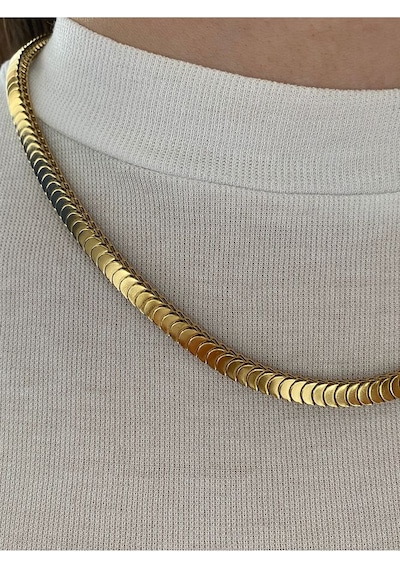Sıralı Yarım Halka Çelik Kararmaz Kadın Gold Kolye Altın Sıralı Yarım Halka Çelik Kararmaz Kadın Gold Kolye Altın