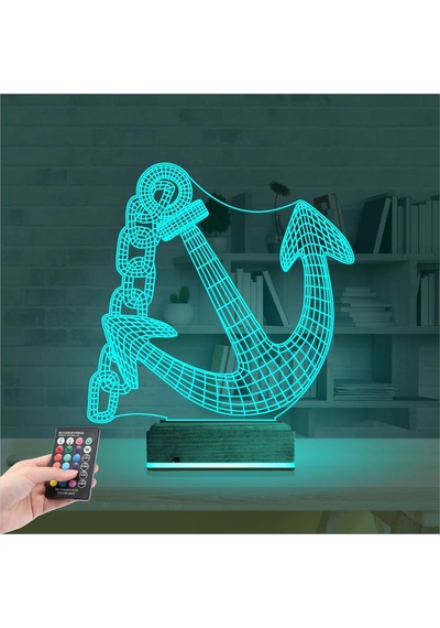 Luvivia Denizci Çapa Kaptan 3d Lamba - Masa Gece Lambası V2 Şeffaf