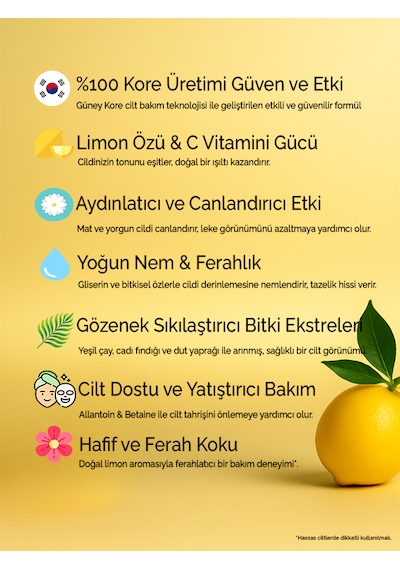 Modamkore 7'li Paket Limonlu Kore Yüz Maskesi C Vitamini Cilt Aydınlatıcı