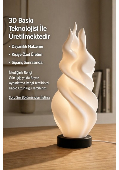 Fire Model - Led Abajur - Masa Lambası - Usb 5v İle Çalışır - Slim Led Aydınlatması Dahildir - Dekoratif Lamba - Renk Seçenekli Çok Renkli