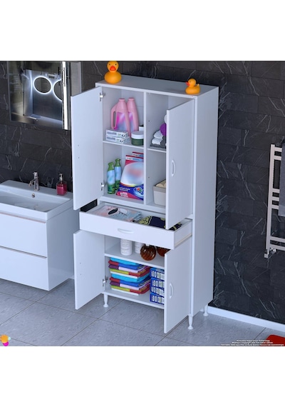 Eliusta Luma Kapaklı & Çekmeceli Banyo Dolabı 80 Cm Genişlikte Beyaz Dolap 80x173x32,5 Cm Depolama Dolabı Beyaz Eliusta Luma Kapaklı & Çekmeceli Banyo Dolabı 80 Cm Genişlikte Beyaz Dolap 80x173x32,5 Cm Depolama Dolabı Beyaz