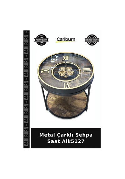 Metal Çarklı Sehpa Saat Ev Aksesuarı Hediyelik Eşya Stil Sahibi Çok Renkli