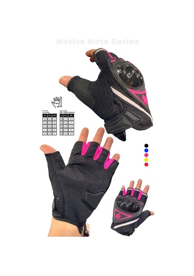 Motiva Works Pembe Kısa Yarım Parmak Kadın Motosiklet Eldiveni Mw120p