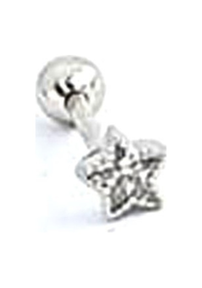 Zirkon Taşlı 925 Ayar Gümüş Yıldız Figürlü Tragus Piercing Gümüş