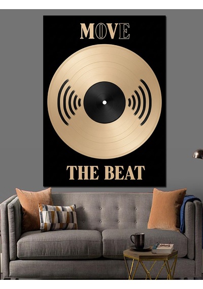 Ahşap Tablo Vinil Plak Müzik Ritmi