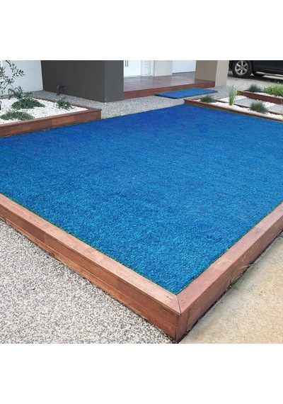 Kesme Suni Yapay Mavi Çim Halı 7 Mm Balkon Teras Bahçe Dekoratif Kaymaz 100x700 Cm Diğer