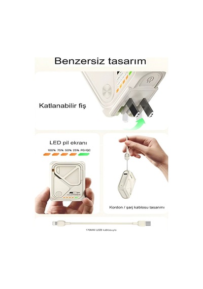 5in1 10.000 Mah Magsafe Uyumlu Powerbank Pd Hızlı Şarj 22.5w Diğer
