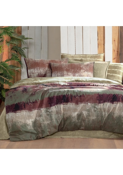 Mondrian King Size Battal Boy %100 Pamuk Flanel Pazen Nevresim Takımı Bej Bej