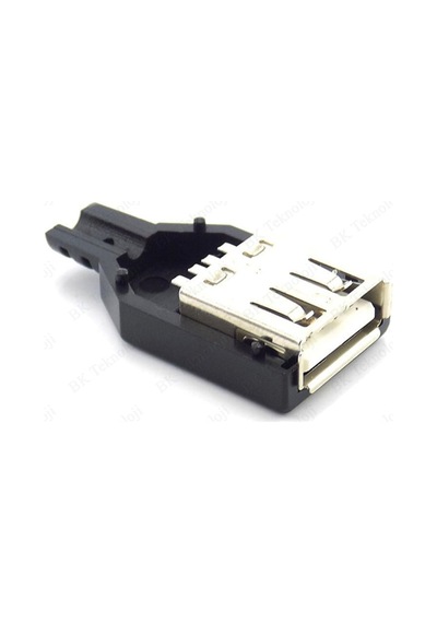 Plastik Muhafazalı Lehim Tipi 4 Pin USB Dişi Konnektör