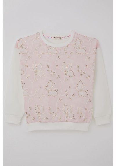 Breeze Kız Çocuk Sweatshirt Pullu Kelebek İşlemeli Tülü Çiçek Detaylı 8-12 Yaş, Pembe Pembe Breeze Kız Çocuk Sweatshirt Pullu Kelebek İşlemeli Tülü Çiçek Detaylı 8-12 Yaş, Pembe Pembe