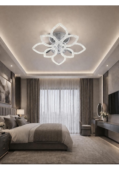 Çiçek 4+4'lü Ledli Krom Avize