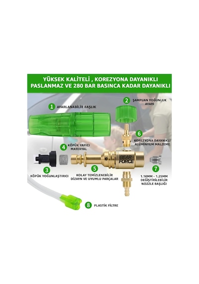 Robeve Bear Force Foam Lance Köpük Yapıcı Aparat 1l Köpük Aparatı Basınçlı Yıkama Makineleri Için Köpük Aparatı Çift Nozzle İle Birlikte Foam Canon M22 Dişli Bağlantılı