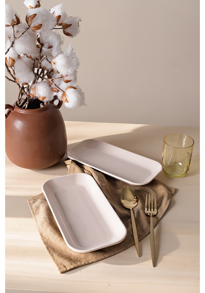 Keramika Krem Pergamon Kayık Tabak 26 Cm 2 Adet 030