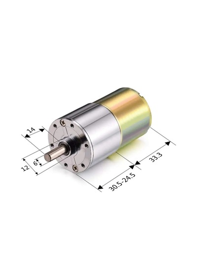 Zga37rg 12v 37mm 10rpm Redüktörlü Dc Motor Metal Dişli Yüksek Tork Kuvvet Robot Oyuncak Rc