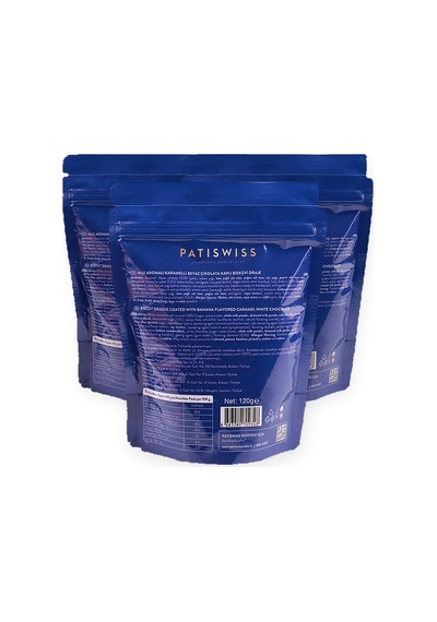 Muz Aromalı Karamelli Beyaz Çikolatalı Bisküvi Draje 120g X 3 Adet