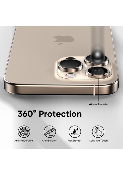 Apple Uyumlu iPhone 16 Pro / 16 Pro Max Kamera Lens Koruyucu Çöl Titanyum