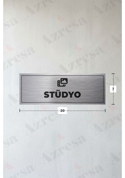 Stüdyo Yazılı - Metal - Gümüş Renk - Kapı İsimliği - 20x7 Cm