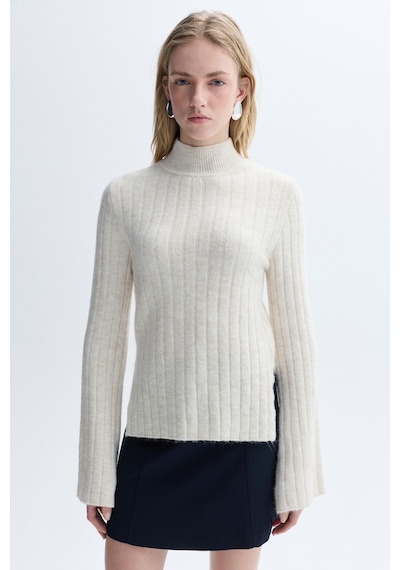 Mudo Kadın Kadın Ekru Loose Fit Dik Yaka Kazak 1264198