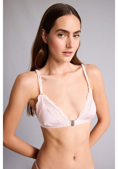 Defacto Dantel Detaylı Saten Kapsız Pedsiz Balensiz Bralet G1139ax26aupn38 Pembe-pn38