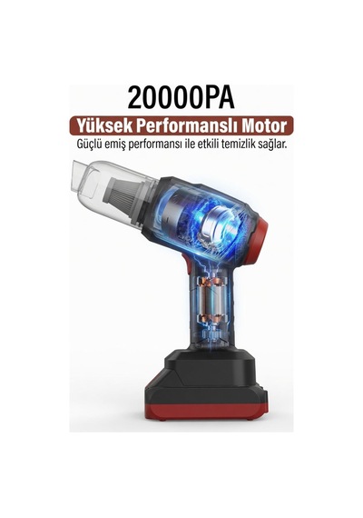 Araç Süpürgesi 20000pa Güçlü Emiş Kablosuz El Tipi Şarjlı Taşınabilir Mini Oto Ev Süpürgesi