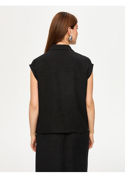 Kendinden Dokulu Kolsuz Gömlek S26gml033 Us26gml03310 Siyah
