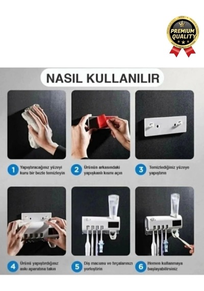 Akıllı Güneş Enerjili Usb Şarjlı Diş Macunu Sıkacağı 4 Diş Fırçası Uv Işık Sterilizatörü Temizleyici Çok Renkli