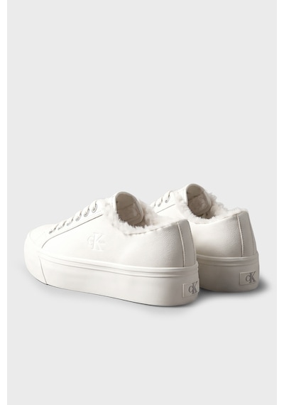 Calvin Klein Logolu İçi Kürklü Deri Sneaker Ayakkabı Hw0hw03235ybj Kadın Ayakkabı Hw0hw03235 Ybj Krem